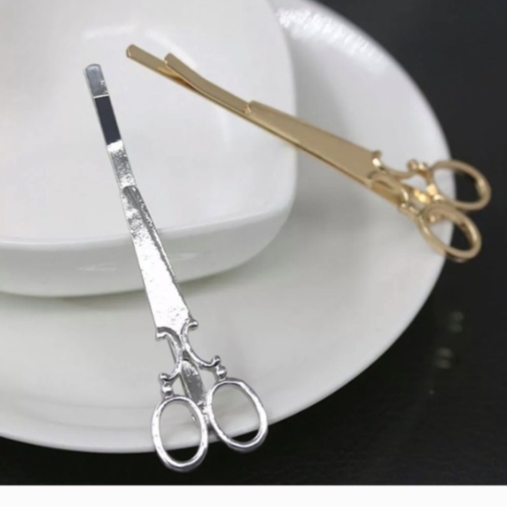 Silver Scissors Hair Clips - Picture 3 of 6